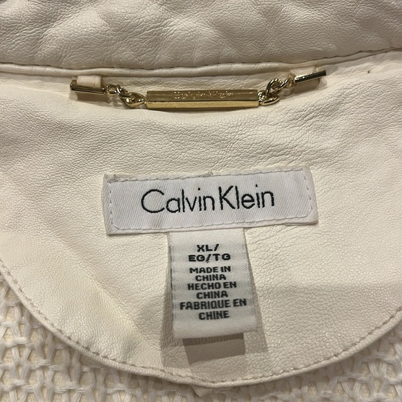 CALVIN KLEIN WHITE LEATHER JACKET SZ XL - Picture 10 of 14
